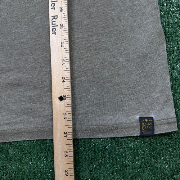 Lucky Brand T Shirt Men's Size L Green Venice Burn Out Short Sleeve Henley Neck - Picture 7 of 7